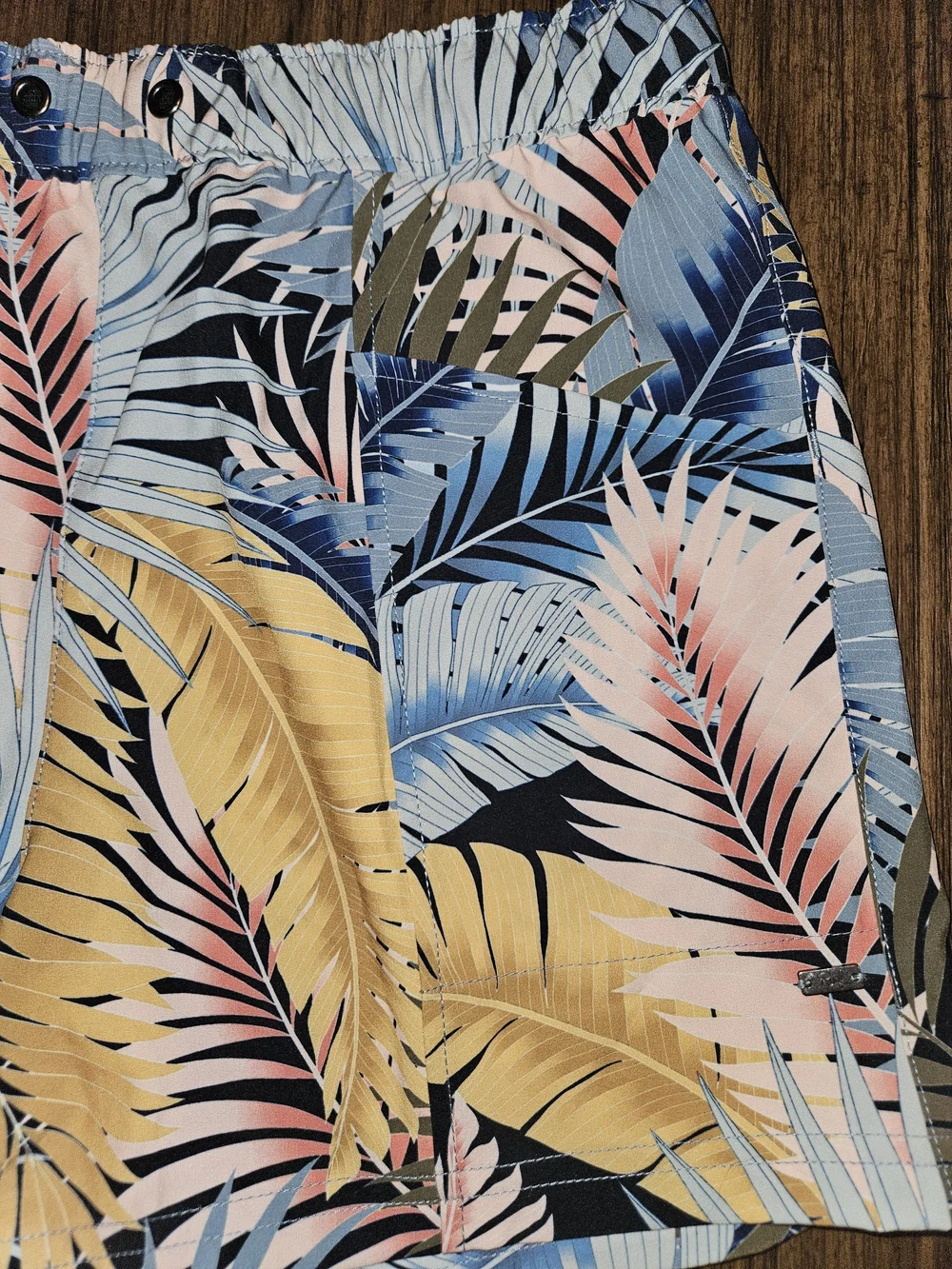Reef Tropical Palm Print Bermuda Shorts - Blue/Yellow/Pink